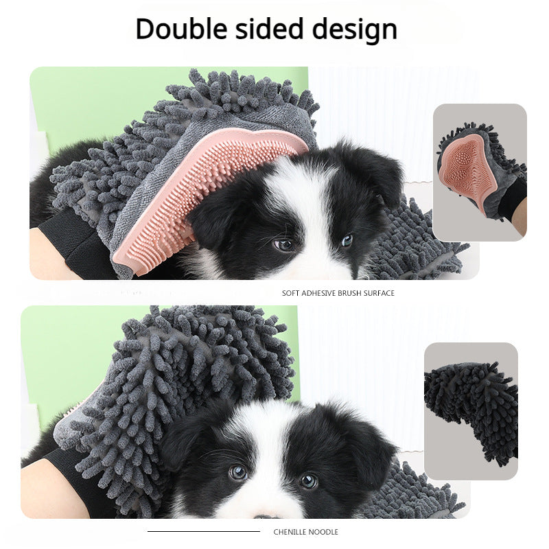 2-in-1 Pet Grooming Glove for Bathing and Massaging