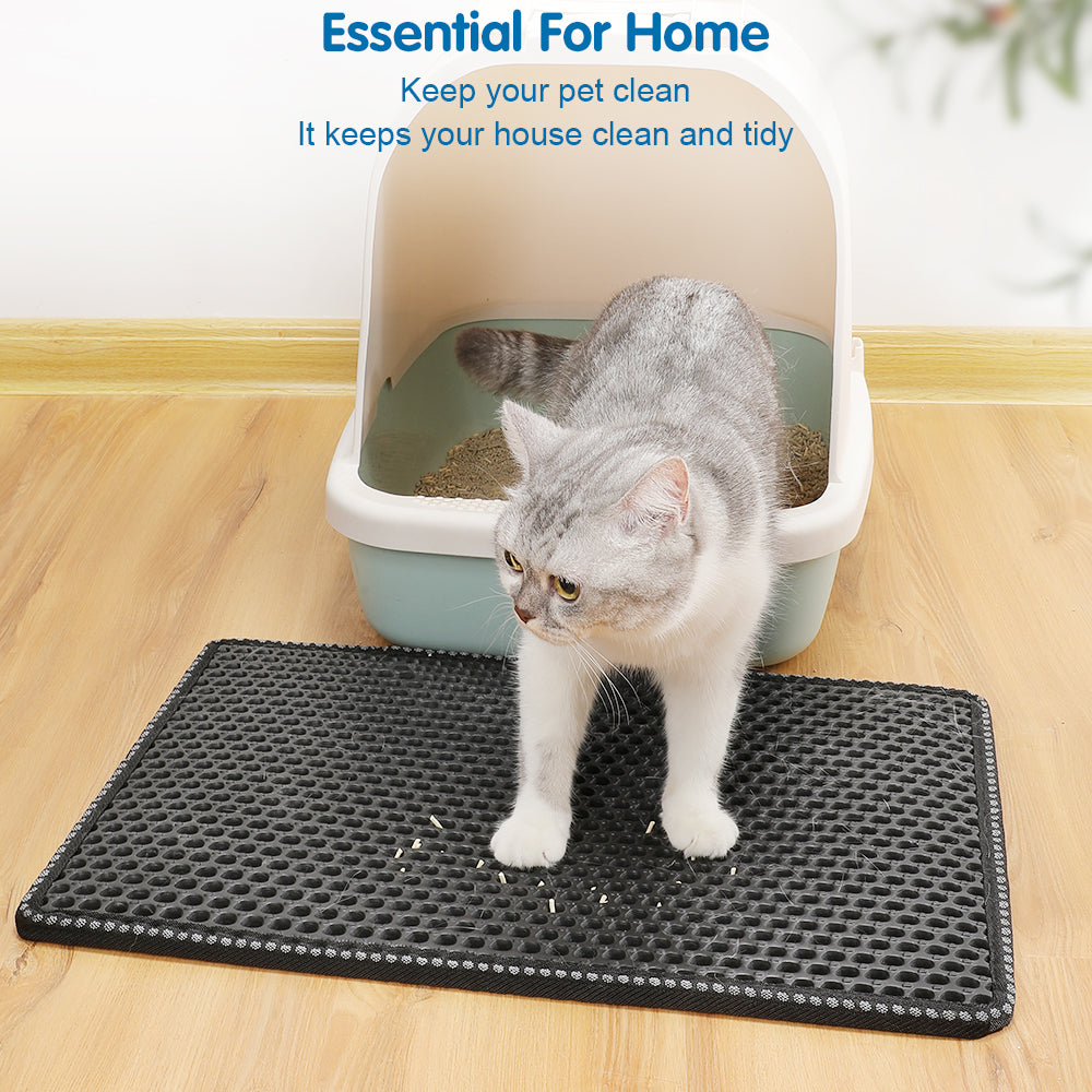 Mess-Free Cat Litter Mat with Splash Guard